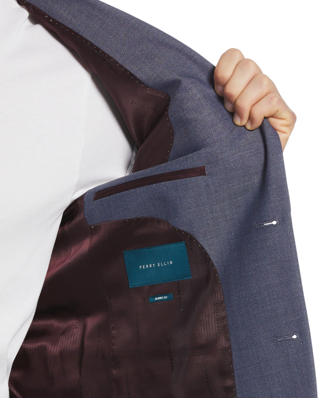 Slim Fit Notch Lapel Iridescent Suit Jacket (Blue) 