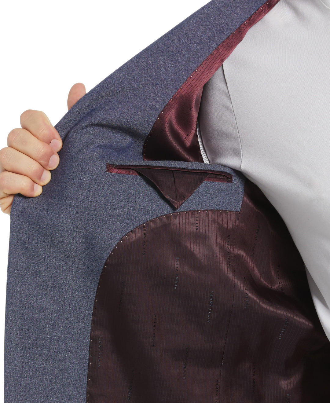 Slim Fit Notch Lapel Iridescent Suit Jacket (Blue) 