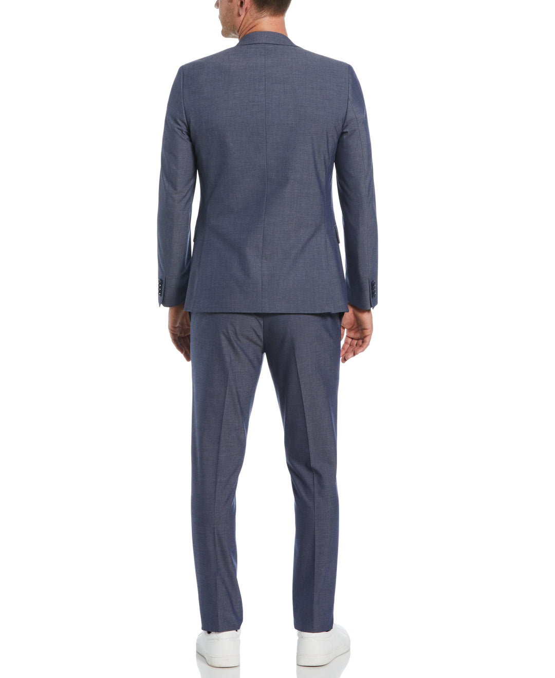 Slim Fit Notch Lapel Iridescent Suit Jacket (Blue) 