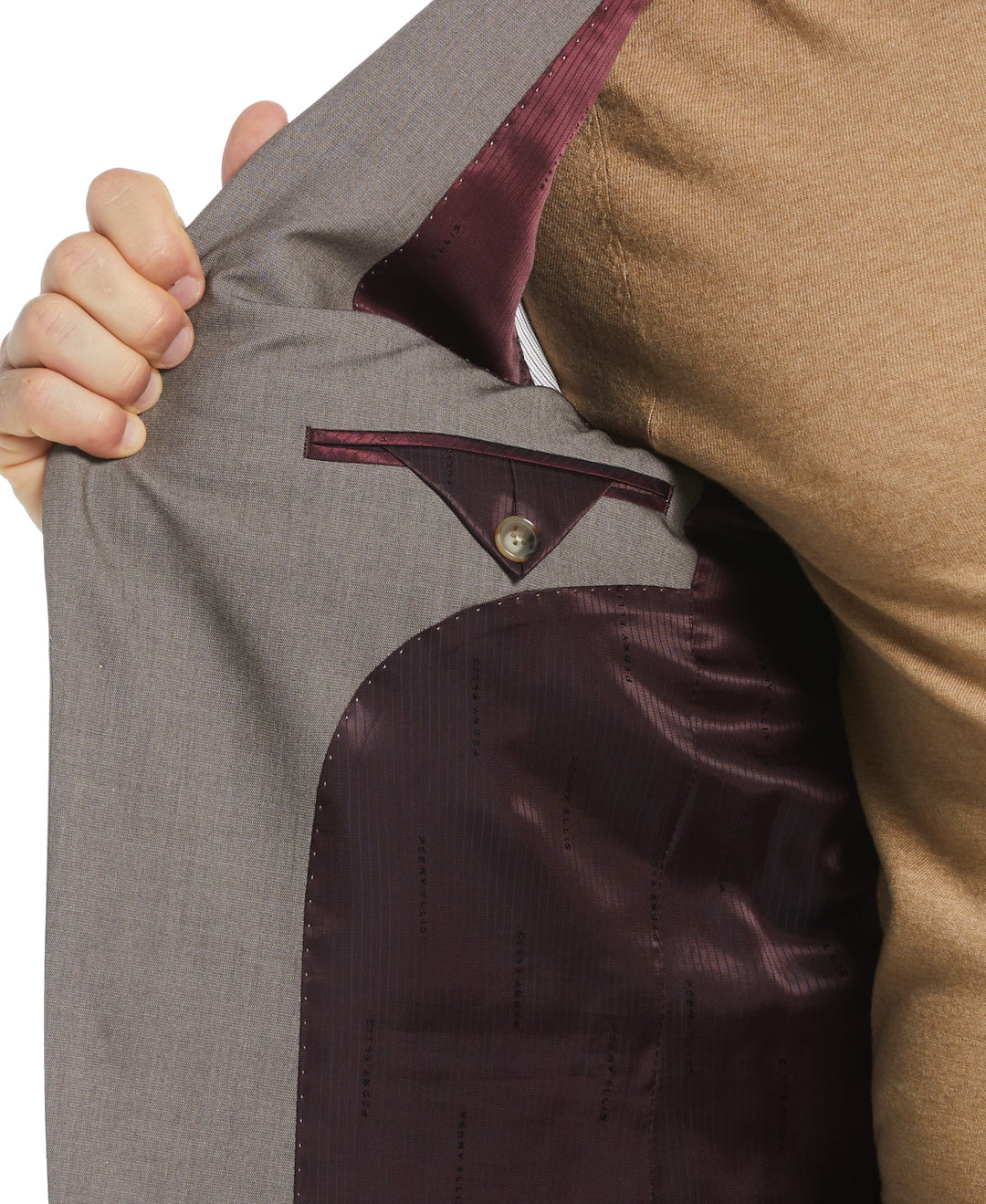 Slim Fit Notch Stretch Suit Jacket (Brown) 