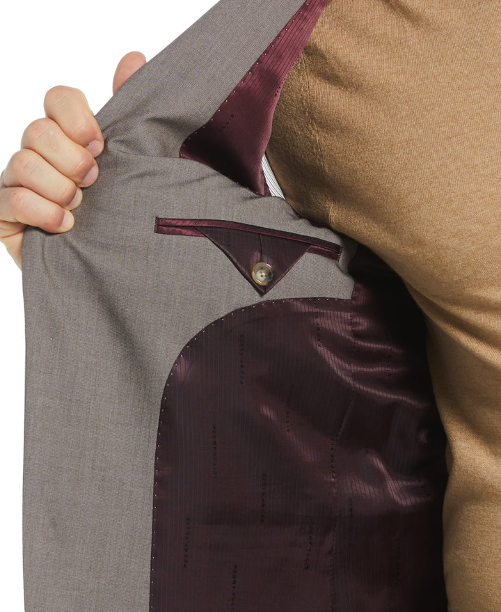 Slim Fit Notch Stretch Suit Jacket (Brown) 