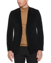 Skinny Fit Peak Lapel Velvet Sport Coat (Black) 