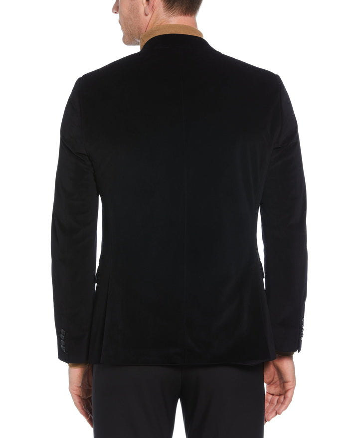 Skinny Fit Peak Lapel Velvet Sport Coat (Black) 