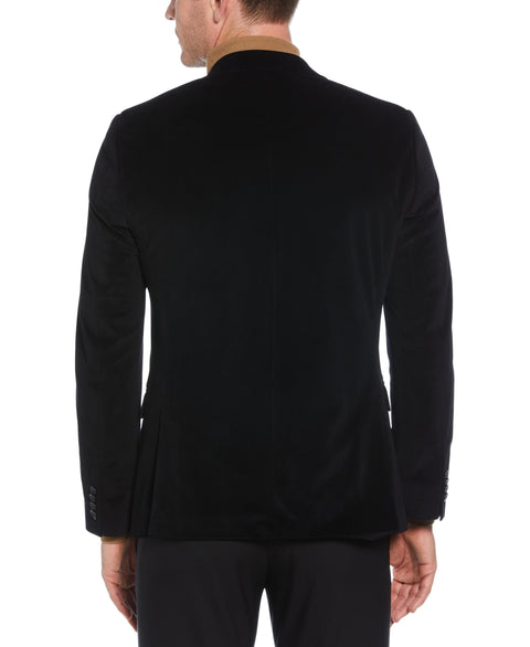 Skinny Fit Peak Lapel Velvet Sport Coat (Black) 
