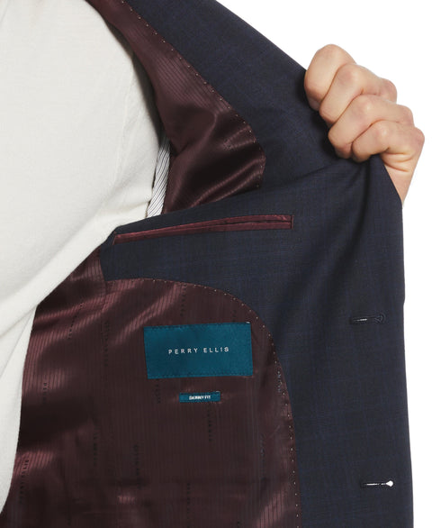 Slim Fit Notch Lapel Suit Jacket (Blue) 