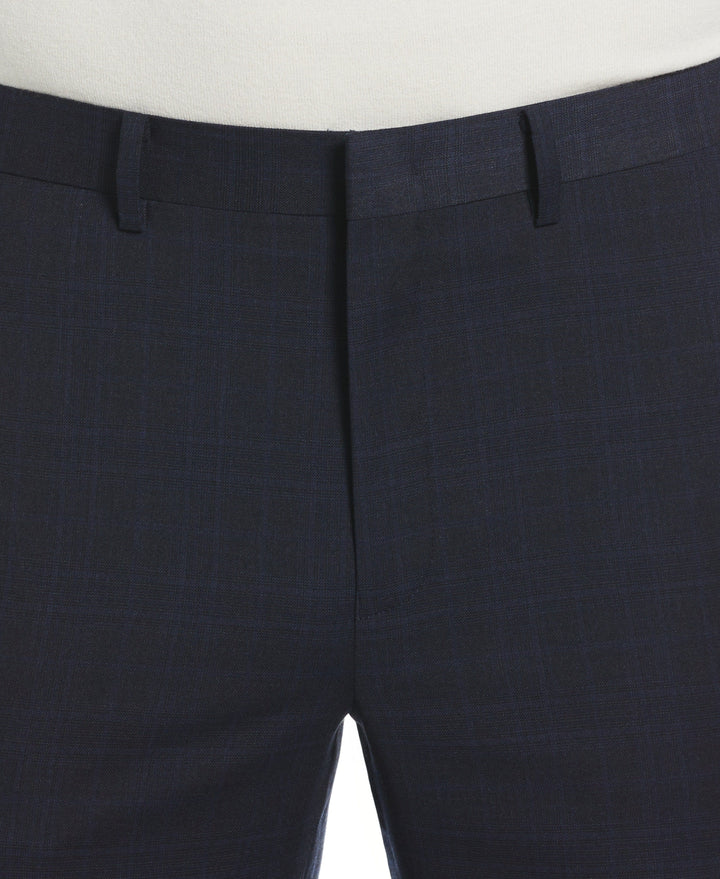 Slim Fit Plaid Suit Pant (Blue) 