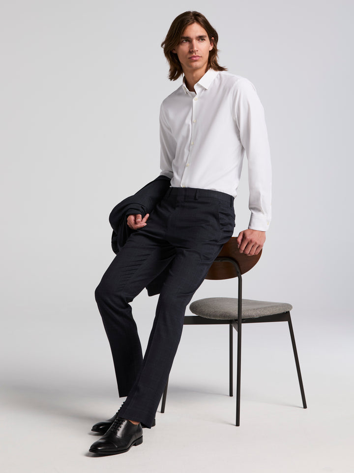 Skinny Fit Tonal Plaid Suit Pant (Navy) 
