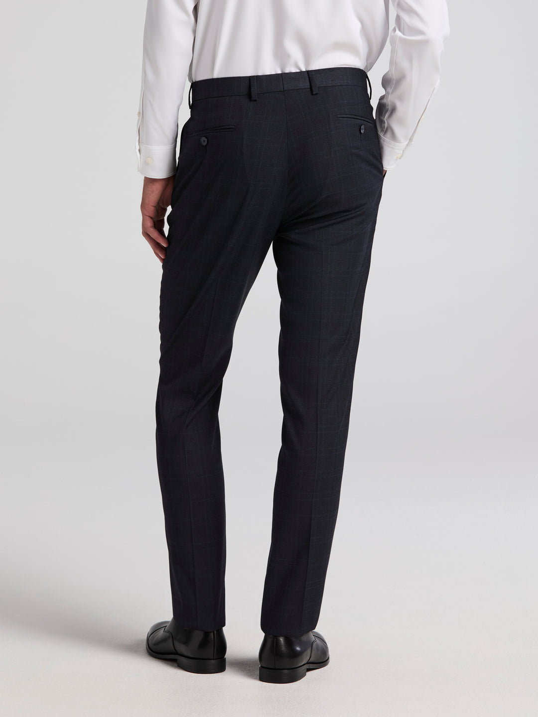Skinny Fit Tonal Plaid Suit Pant (Navy) 