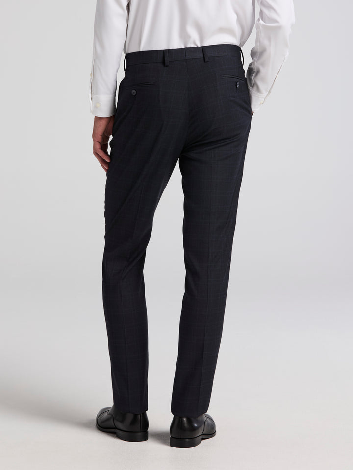 Skinny Fit Tonal Plaid Suit Pant (Navy) 