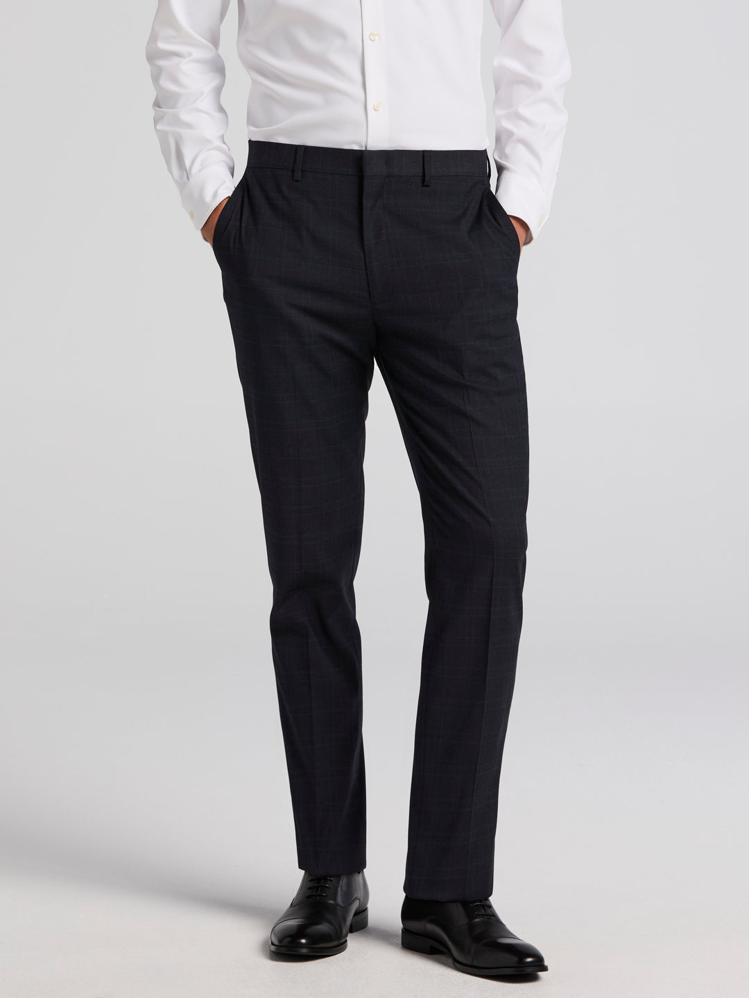 Skinny Fit Tonal Plaid Suit Pant (Navy) 