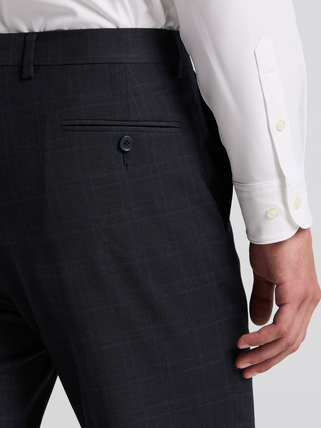 Skinny Fit Tonal Plaid Suit Pant (Navy) 