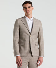 Skinny Fit Tan Windowpane Pattern Suit