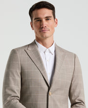 Skinny Fit Tan Windowpane Pattern Suit