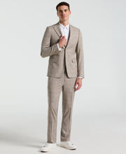 Skinny Fit Tan Windowpane Pattern Suit
