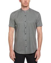 Band Collar Tri-Stripe Shirt (Green) 