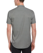 Band Collar Tri-Stripe Shirt (Green) 