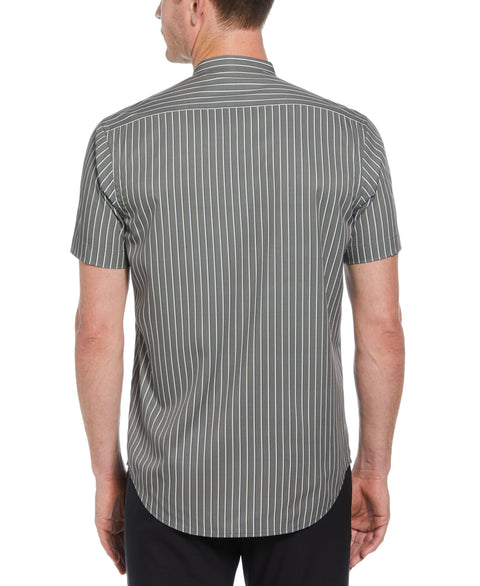Band Collar Tri-Stripe Shirt (Green) 
