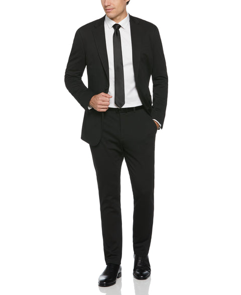 Slim Fit Black Solid Knit Suit