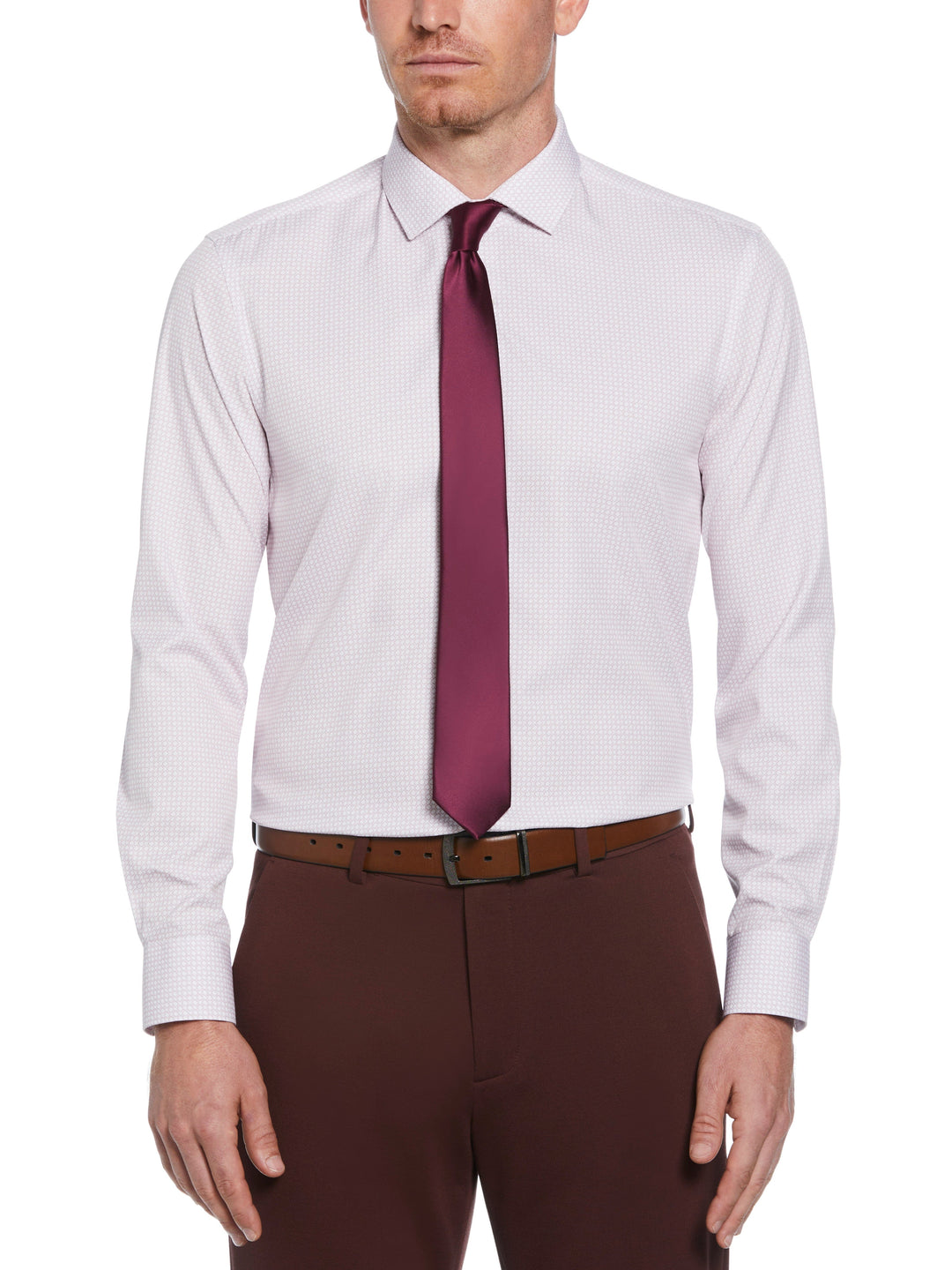 Slim Fit Button-Down Circle Pattern Dress Shirt  Perry Ellis