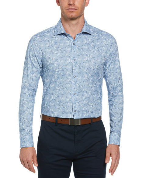 Painterly Floral Print Shirt (Lt Blue) 