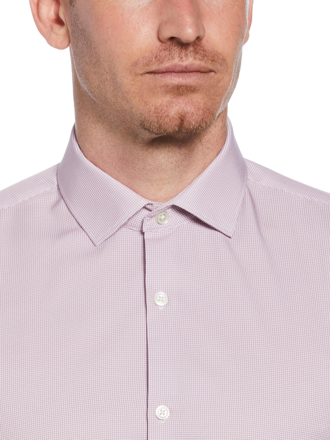 Perry Ellis Outlet Men's Slim Fit Button-Down Stretch Gingham Dress Shirt in Salmon-RT/orange, Size 18.0, Polyester/Spandex Long Sleeves Perry Ellis Outlet Men's Slim Fit Button-Down Stretch Gingham Dress Shirt in Salmon-RT/orange, Size 18.0, Polyester/Spandex Long Sleeves