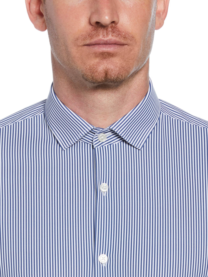 navy blue striped dress shirt Slim Fit Button-Down Striped Dress Shirt – Perry Ellis