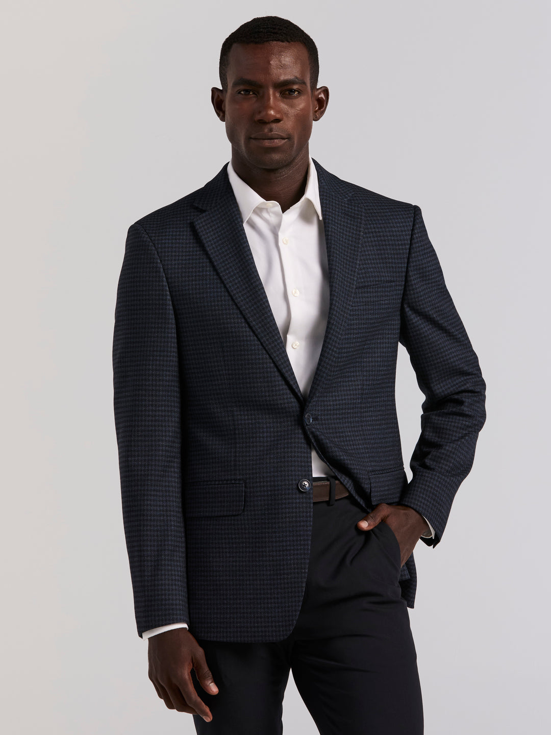 Slim Fit Check Sport Coat (Navy) 