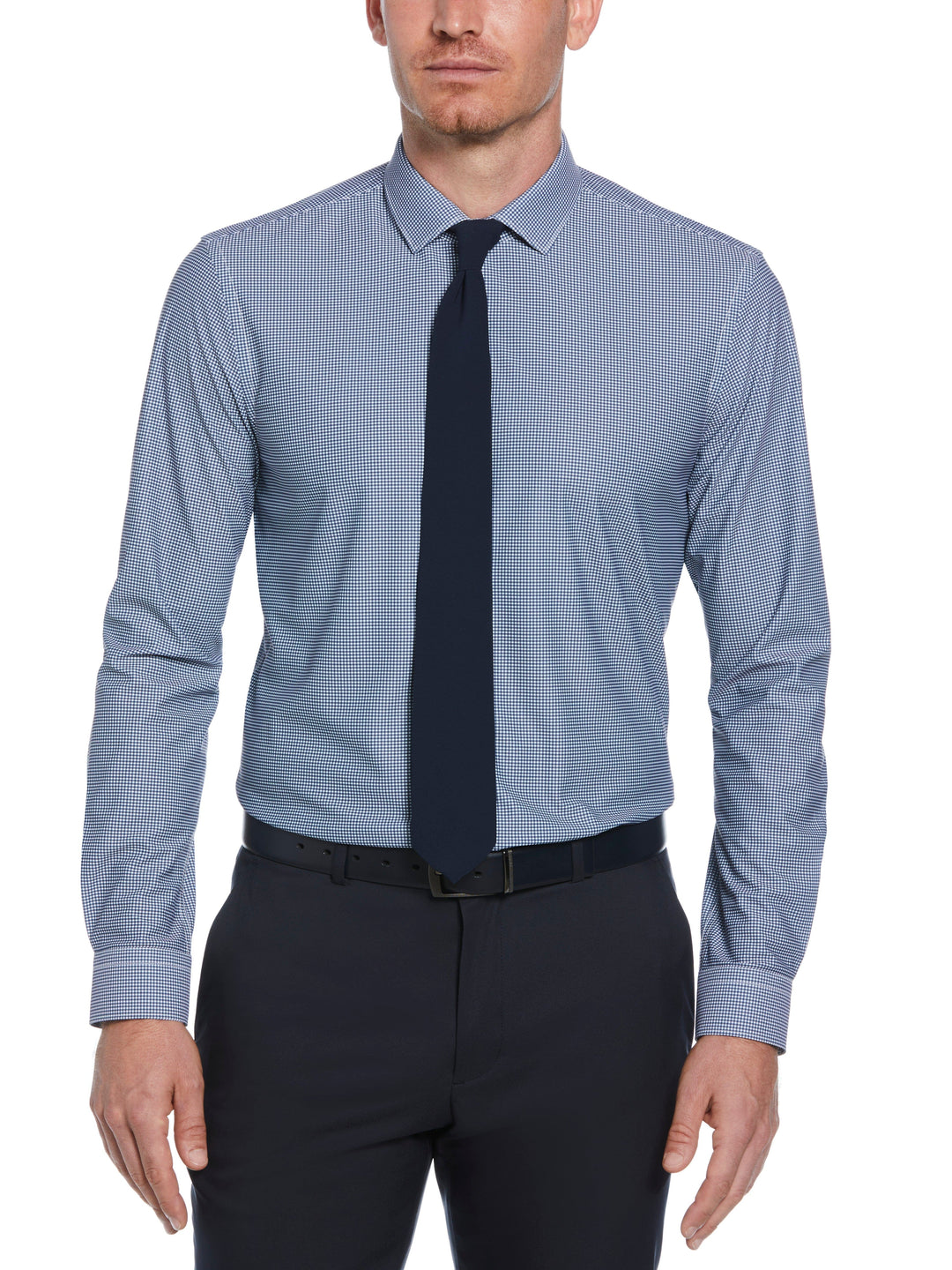 Knit Black and White Check Shirt (New Blue) 