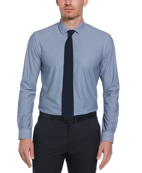 Knit Black and White Check Shirt (New Blue) 