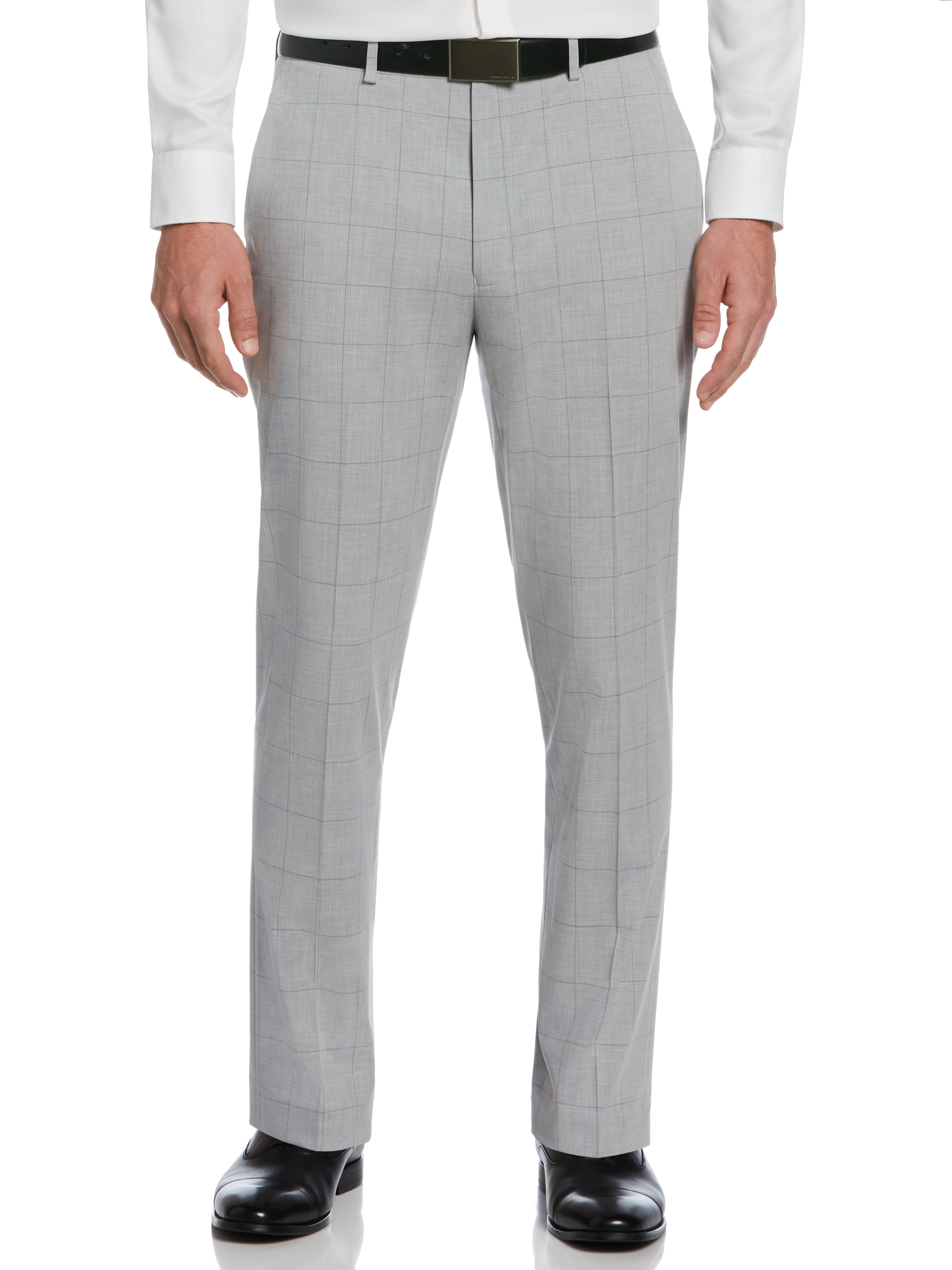 perry ellis classic fit dress pants Slim Fit Plaid Print Suit Pant