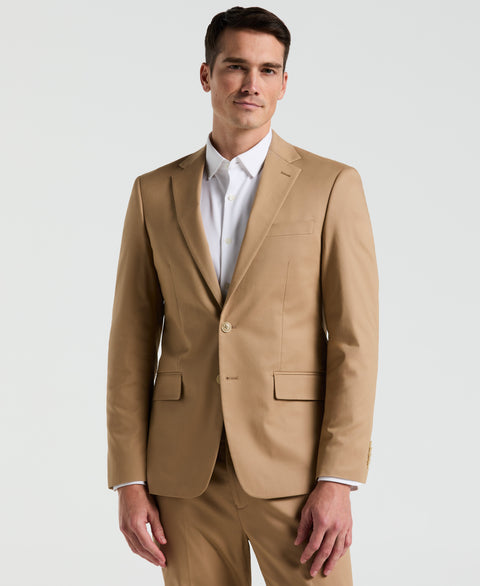 Slim Fit Cotton Blend Suit Jacket (Tan) 