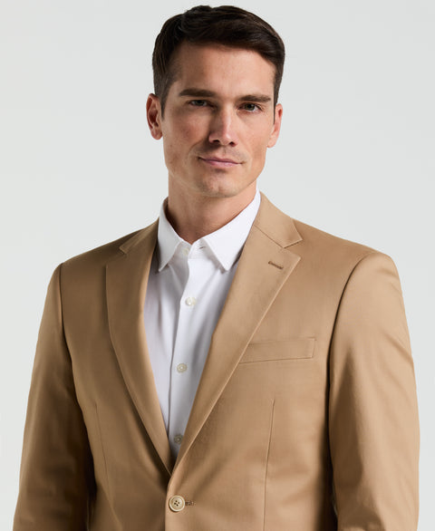Slim Fit Cotton Blend Suit Jacket (Tan) 