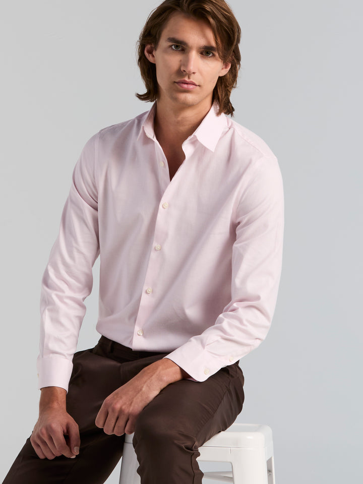 Cotton Dobby Slim Fit Dress Shirt (Cameo Pink) 