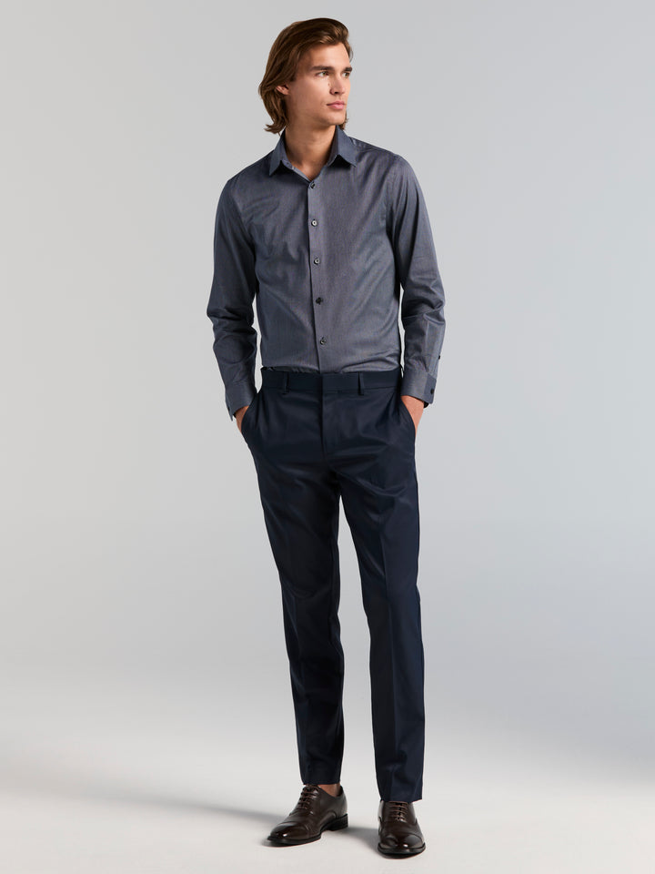 Cotton Dobby Slim Fit Dress Shirt (Dark Sapphire) 