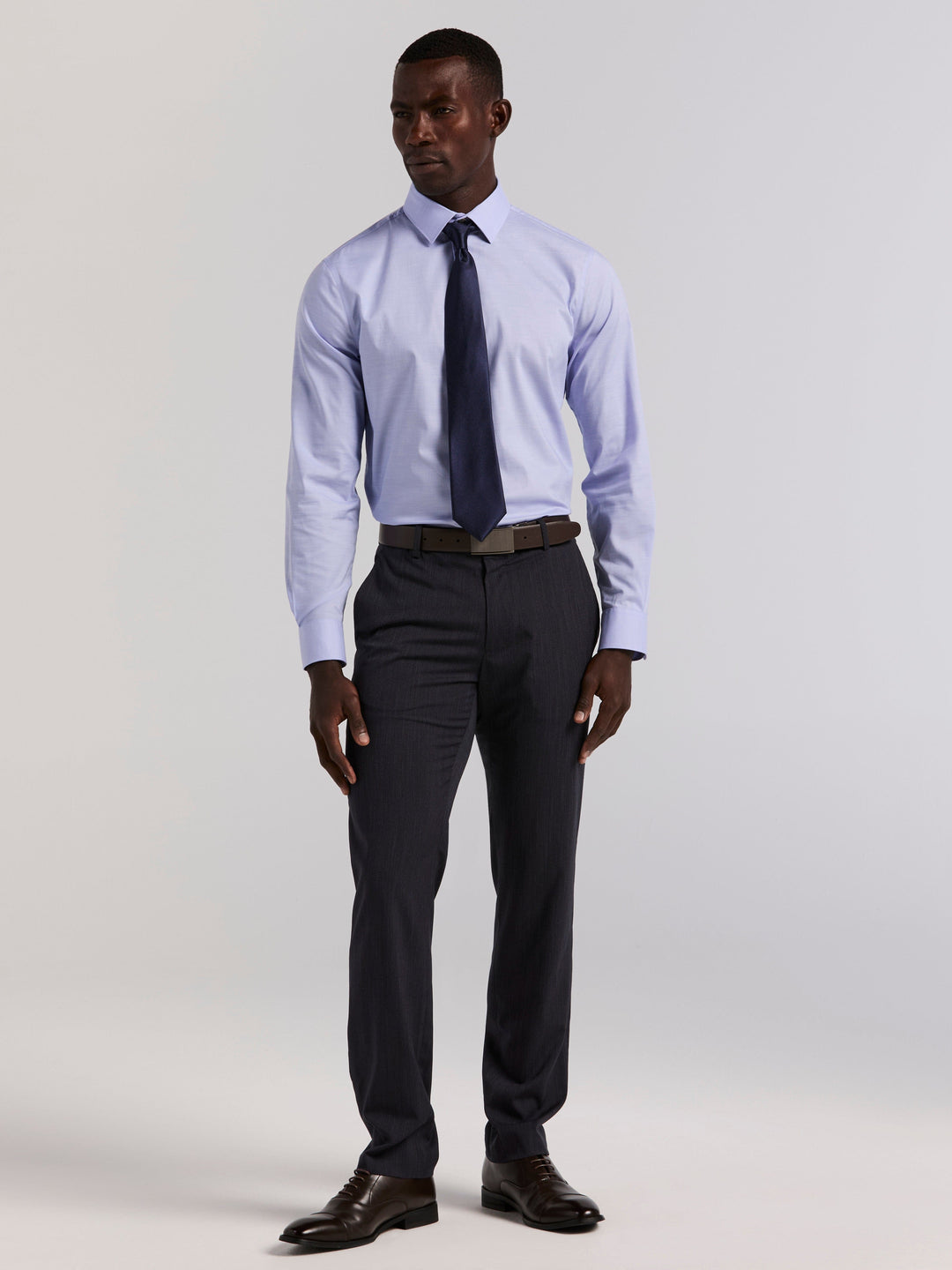 Cotton Dobby Slim Fit Long Sleeve Dress Shirt (Vista Blue) 