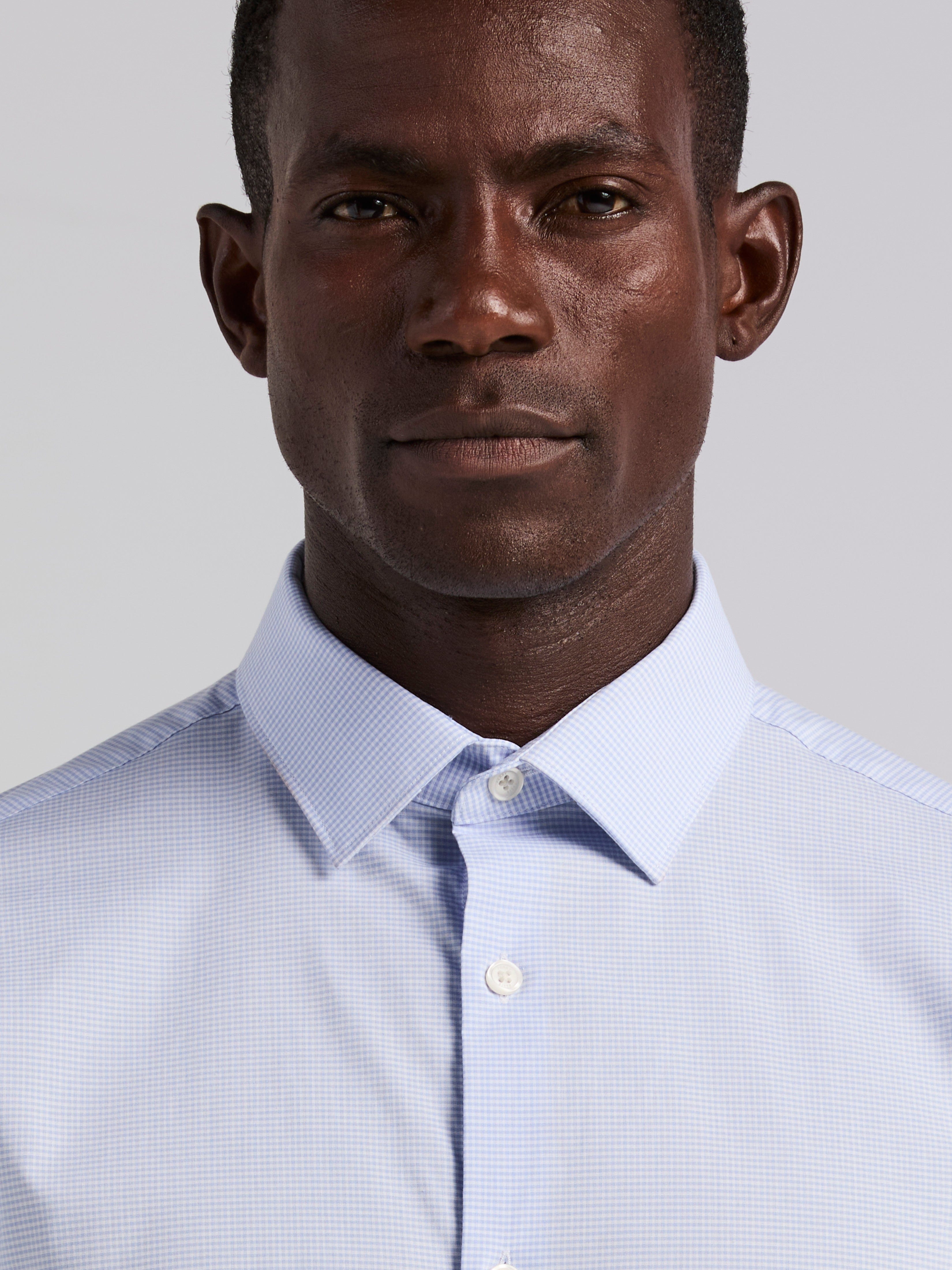 Slim Fit Cotton Stretch Mini Check Dress Shirt – Perry Ellis