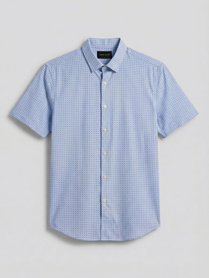 Slim Fit Cube Geometric Print Shirt (Kentucky Blue) 