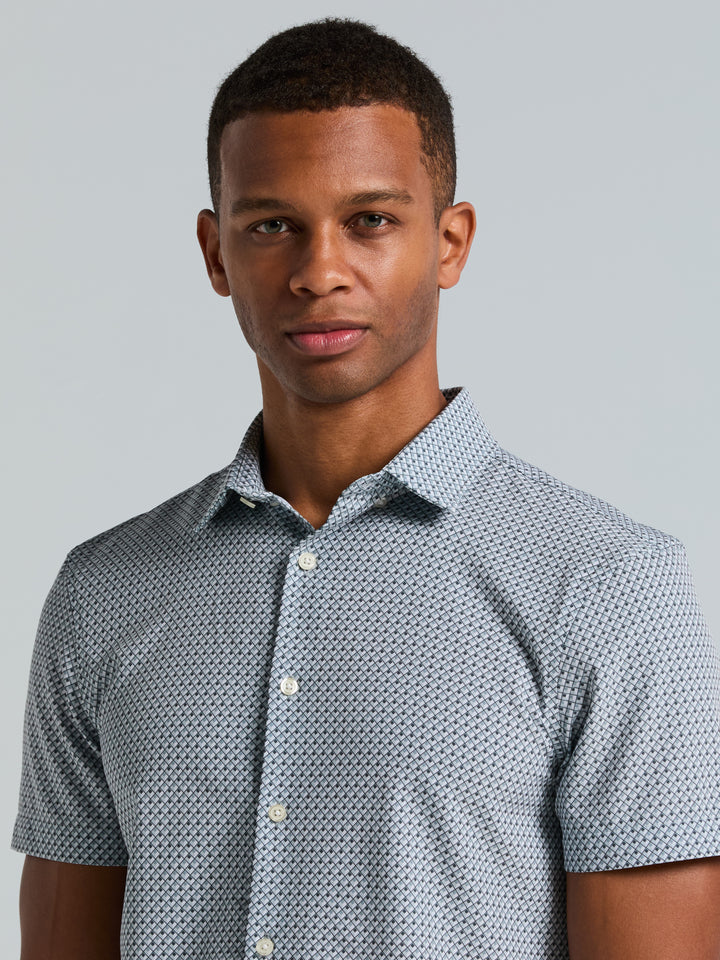 Slim Fit Cube Geometric Print Shirt (Chiseled Stone) 