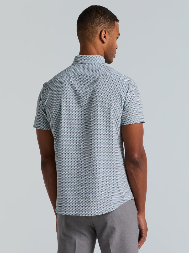 Slim Fit Cube Geometric Print Shirt (Chiseled Stone) 