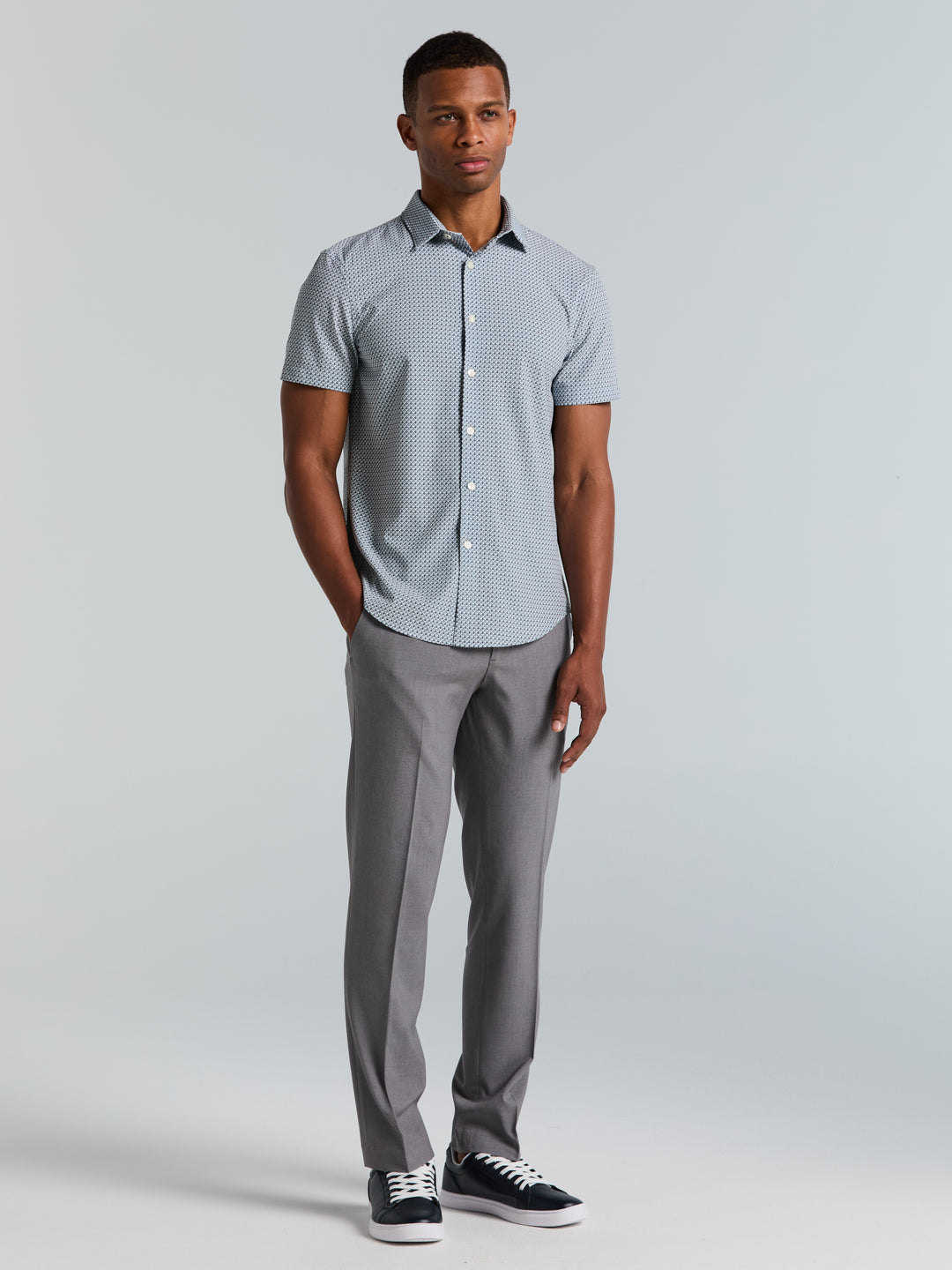 Slim Fit Cube Geometric Print Shirt (Chiseled Stone) 