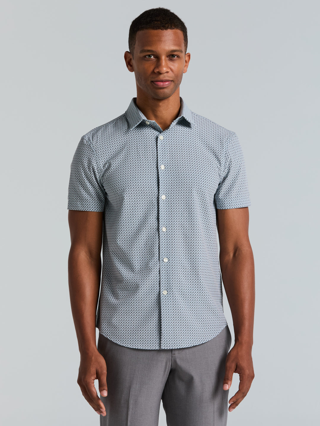 Slim Fit Cube Geometric Print Shirt (Chiseled Stone) 