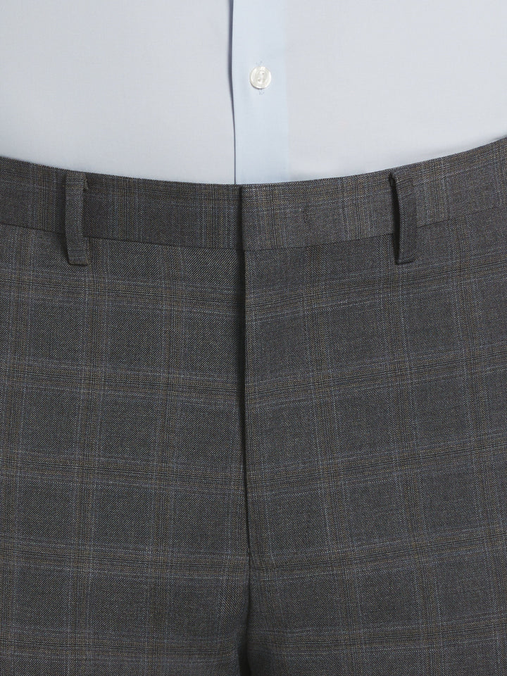 Slim Fit Deco Plaid Suit Pant (Grey/Brown) 
