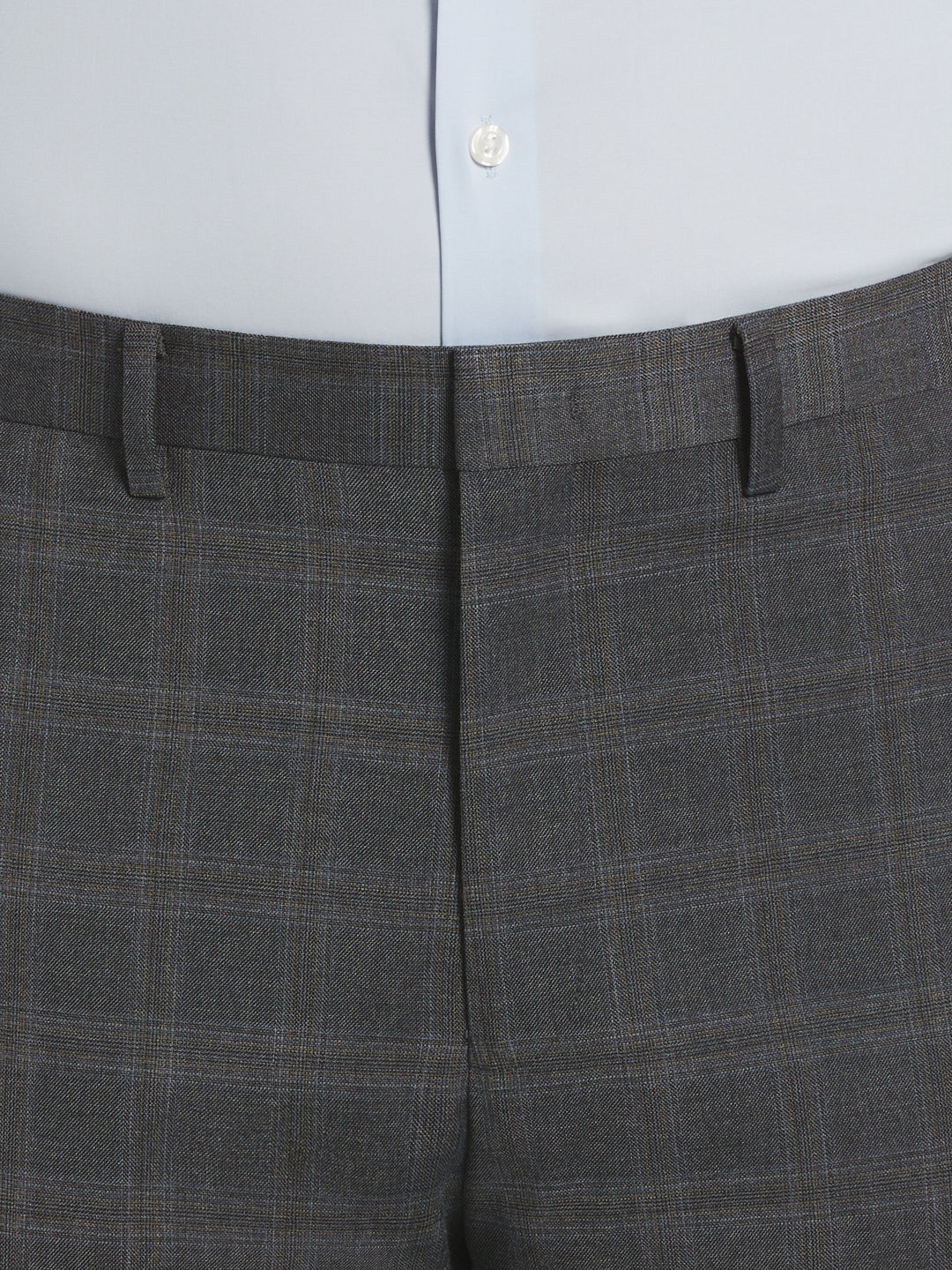 Slim Fit Deco Plaid Suit Pant (Grey/Brown) 