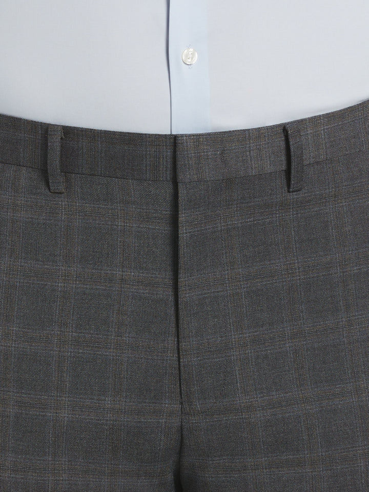 Slim Fit Deco Plaid Suit Pant (Grey/Brown) 