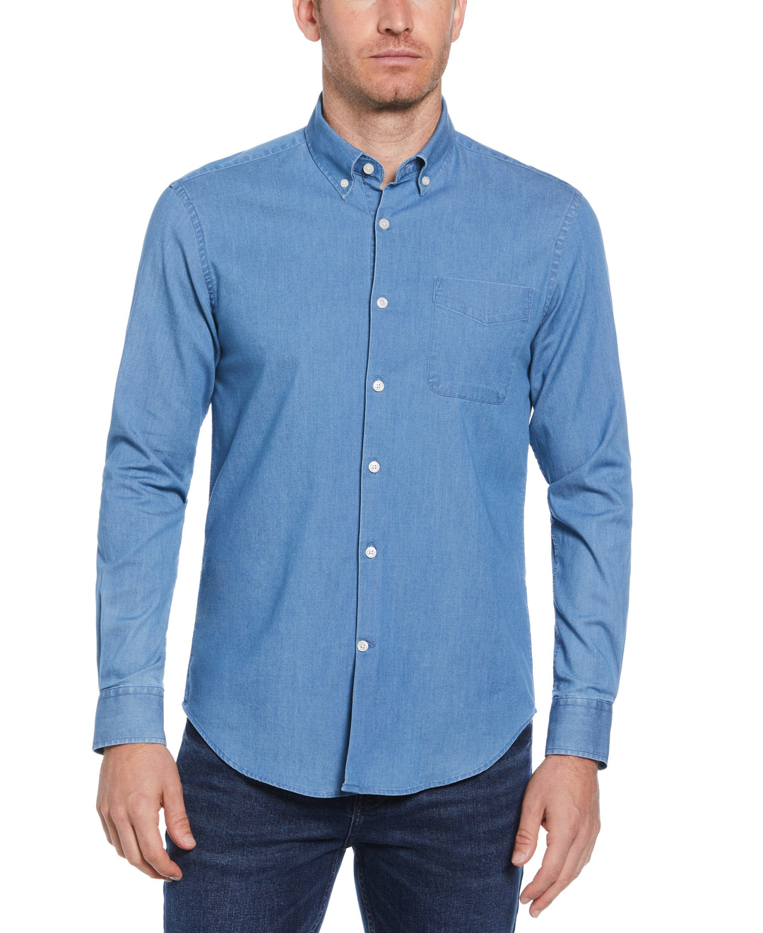 Denim-Like Woven Shirt (Ensign Blue) 
