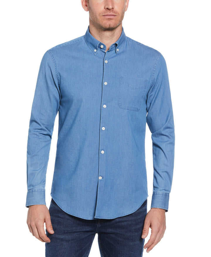 Denim-Like Woven Shirt (Ensign Blue) 