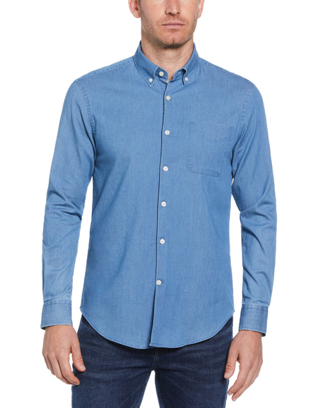 Denim-Like Woven Shirt (Ensign Blue) 