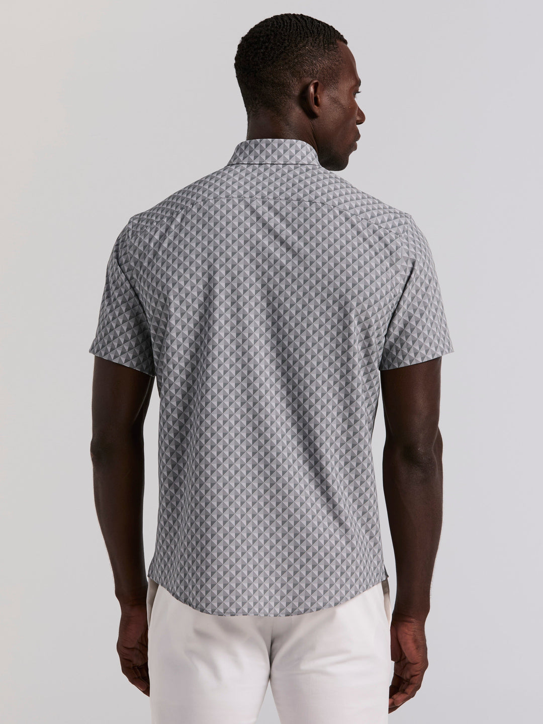 Slim Fit Diamond Geo Print Short Sleeve Shirt (Sharkskin) 