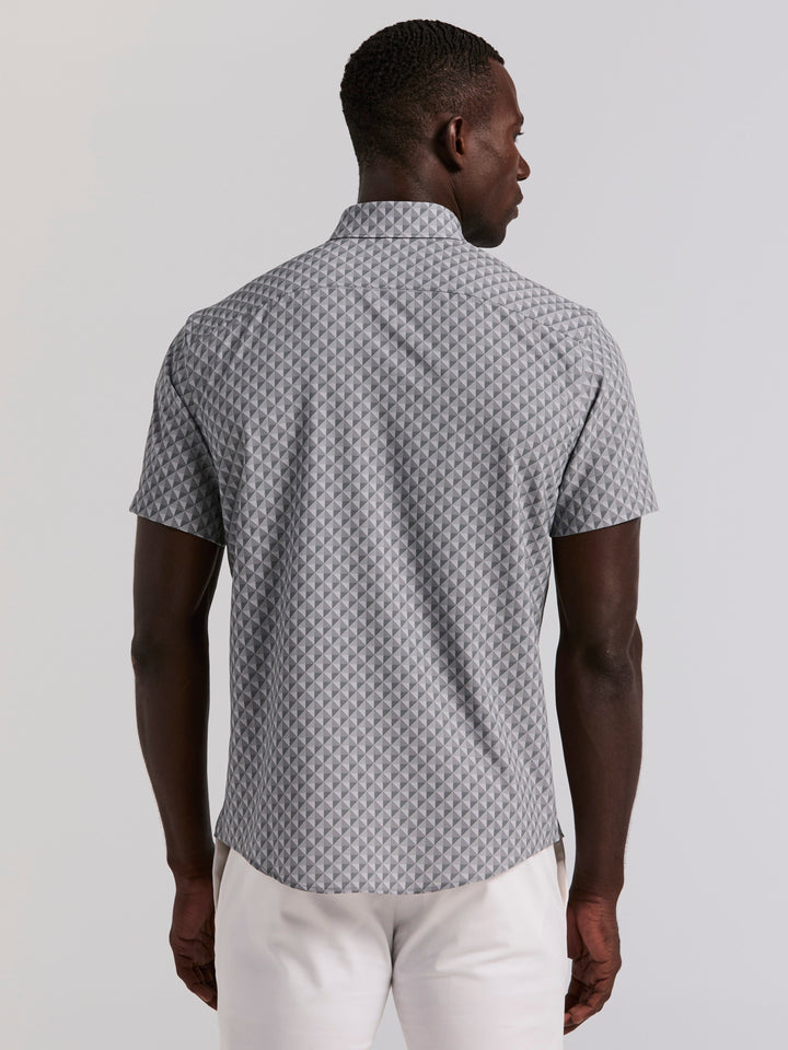 Slim Fit Diamond Geo Print Short Sleeve Shirt (Sharkskin) 