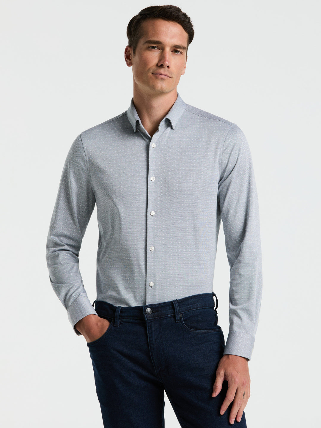 Slim Fit Dobby Knit Shirt (Moonlight Ocean) 